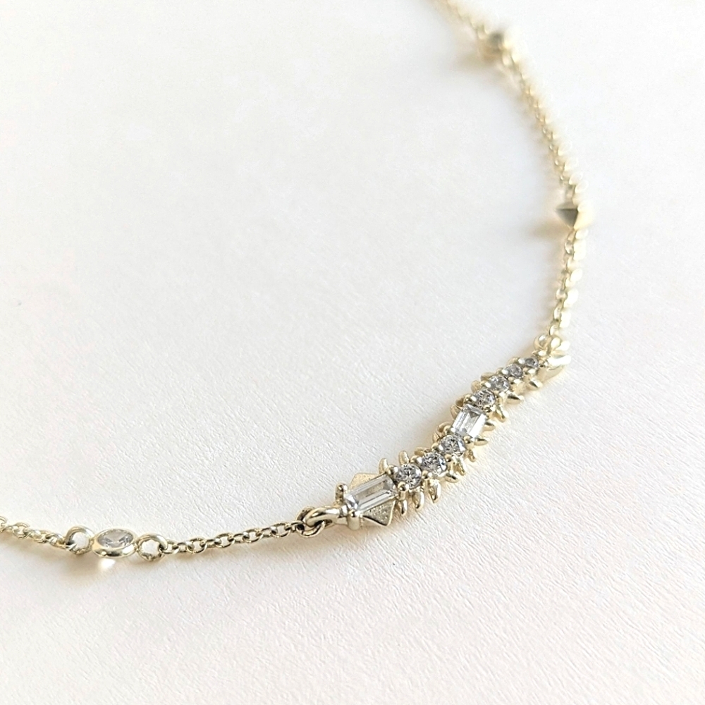 Kendra Scott Kim Centipede Crystal CZ Pendant Necklace Prism Chain Light Gold